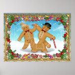 Gingerbread Trio with Border posters