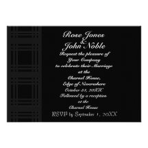 Gingham (Charcoal) Wedding Invitation