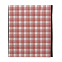 Gingham check pattern. Red and White. iPad Folio Cover