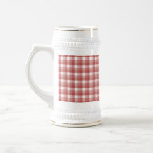 Gingham check pattern. Red and White. Mugs