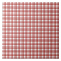 Gingham check pattern. Red and White. Ceramic Tiles