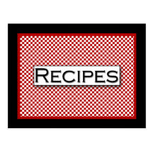 Gingham Check Red Black White Recipe Card Postcards