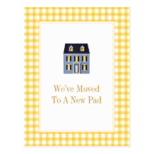 Gingham Home Moving Postcard
