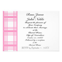 Gingham Ivory (Pink) Wedding Invitation