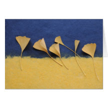 ginkgo leaves on handmade paper notecard