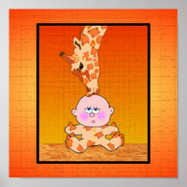 Giraffe and Baby Framed Print