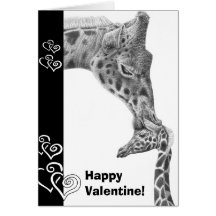 Giraffe and Calf Happy Valentine Card