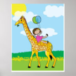 giraffe and girl posters