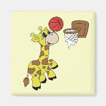 Giraffe Basketball T-shirts and Gifts Refrigerator Magnets
