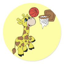 Giraffe Basketball T-shirts and Gifts Round Sticker