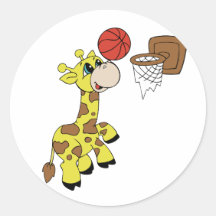 Giraffe Basketball T-shirts and Gifts Round Sticker