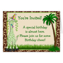 Giraffe Birthday Invitation Card