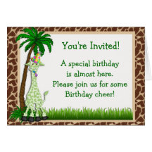 Giraffe Birthday Invitation Card