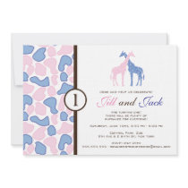 Giraffe Birthday Invitation - Twin Boys