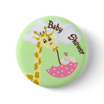 Giraffe Carrying Umbrella Baby Shower Invitation buttons