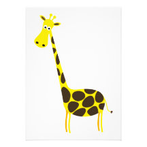 Giraffe cartoon invitations