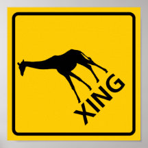 Giraffe Crossing Highway Sign Print