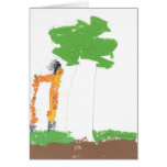 Giraffe eating leaves-card