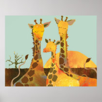 Giraffe Family Poster
