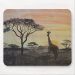 Giraffe in African Sunset mousepads