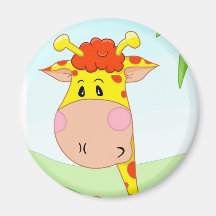 Giraffe in grass magnet