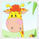 Giraffe in grass stickers