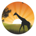 Giraffe On The Move Round Stickers