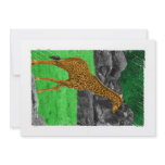 Giraffe photo colourized orange and green invitations