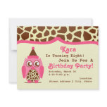 Giraffe & Pink Owl Birthday Party Invite