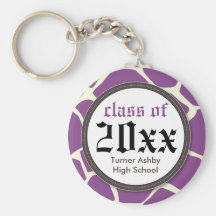 Giraffe Print Customised Graduation Keychain lilac