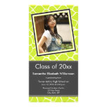 Giraffe Print Graduation Photo Announcement lime Picture Card
