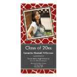 Giraffe Print Graduation Photo Announcement red Picture Card