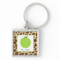 Giraffe Print & Green Apple Personalised Teacher