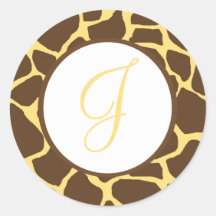 Giraffe Print Monogrammed Stickers