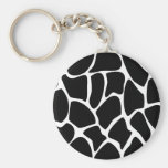 Giraffe Print Pattern. Animal Print Design, Black Keychain