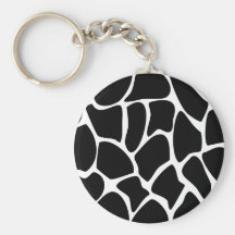 Giraffe Print Pattern. Animal Print Design, Black Keychain