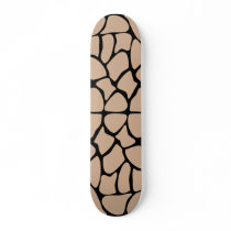Giraffe Print Pattern in Beige. Skate Board Deck