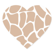 Giraffe Print Pattern in Beige. Heart Sticker