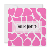 Giraffe Print Pattern in Bright Pink. Personalized Announcements