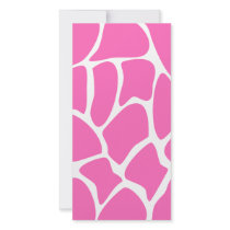 Giraffe Print Pattern in Bright Pink. Customised Photo Card