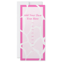 Giraffe Print Pattern in Bright Pink. Full Color Rack Card