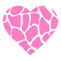Giraffe Print Pattern in Bright Pink. Heart Stickers