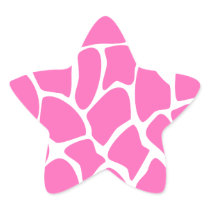 Giraffe Print Pattern in Bright Pink. Star Sticker