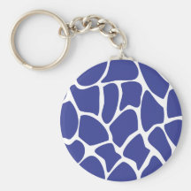 Giraffe Print Pattern in Dark Blue. Keychains