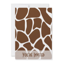 Giraffe Print Pattern in Dark Brown. Personalised Invitation