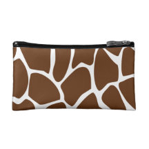 Giraffe Print Pattern in Dark Brown. Makeup Bag