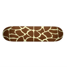 Giraffe Print Pattern in Dark Brown. Skateboard
