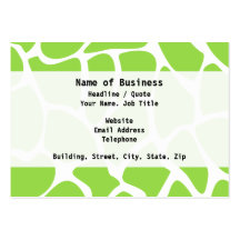 Giraffe Print Pattern in Lime Green. Business Card Templates