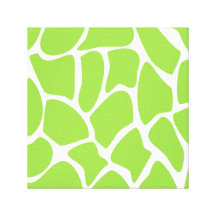 Giraffe Print Pattern in Lime Green. Gallery Wrapped Canvas