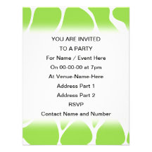 Giraffe Print Pattern in Lime Green. Personalized Announcement